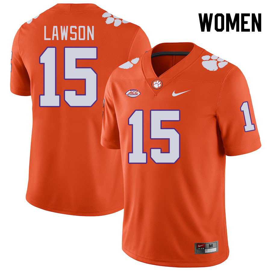 Women's Clemson Tigers Jahiem Lawson #15 College Orange NCAA Authentic Football Stitched Jersey 23YO30NW